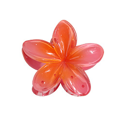 Naranja Rojo Pinzas para el cabello con garra de plástico en forma de flor, accesorios para el cabello para mujer niña, rojo naranja, 80x80x40 mm