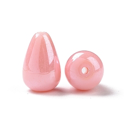 Pink Perles acryliques opaques, larme lisse, rose, 15x10mm, Trou: 1.6mm, environ600 pcs / 500 g