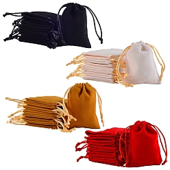 Color mezclado 40 pcs 4 colores bolsas de embalaje de terciopelo, bolsas de cordón, color mezclado, 9.2~9.5x7~7.2 cm, 10 piezas / color