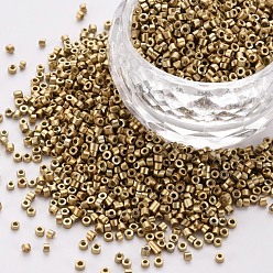 Goldenrod Glass Cylinder Beads, Seed Beads, Metallic Colours, Baking Paint, Round Hole, Goldenrod, 1.5~2x1~2mm, Hole: 0.8mm, about 8000pcs/bag, about 1pound/bag