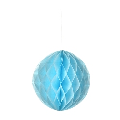 Голубой Бумажный сотовый шар, бумажный фонарь, с хлопчатобумажной нитью, для свадебной и праздничной вечеринки, голубой, 355 мм
