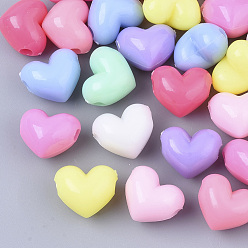 Mixed Color Opaque Acrylic Beads, Heart, Mixed Color, 13x16x12mm, Hole: 3mm, about 485pcs/500g