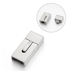 Stainless Steel Color Smooth Surface 304 Stainless Steel Rectangle Bayonet Clasps, Stainless Steel Color, 30x17x6mm, Hole: 15x3mm