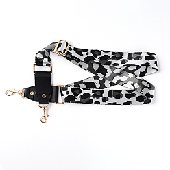 Blanc Sangle de sac réglable en polyester, avec cuir PU et fermoirs en alliage, pour les accessoires de remplacement de sac, motif léopard, blanc, 81.5~130x3.7 cm
