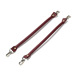 Dark Red Microfiber Leather Sew on Bag Handles, with Alloy Swivel Clasps & Iron Studs, Bag Strap Replacement Accessories, Dark Red, 35.8x2.55x1.3cm
