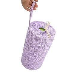 Другие Сумка-цилиндр из поликоттона с завязками на шнурке, органайзер для хранения пряжи, сумка для крючков и спиц, волна, 20x36 см