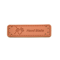 Palm Etiquetas rectangulares de cuero pu, etiqueta en relieve hecha a mano, con agujeros, para jeans de bricolaje, , , accesorios de sombrero, palma, 15x50 mm