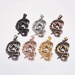 Mixed Color 304 Stainless Steel Pendants, Dragon, Mixed Color, 49x33x5mm, Hole: 7x9mm