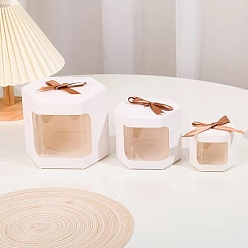 Blanco Cajas de dulces de cartón octogonales, Caja de regalo con ventana visible y cinta., blanco, 10x10x10 cm