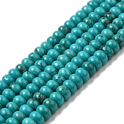 Turquoise Natural Howlite Beads Strands, Dyed, Rondelle, Turquoise, 8~8.5x5~5.2mm, Hole: 1.2mm, about 78pcs/strand, 15.35~15.43''(39.2cm)
