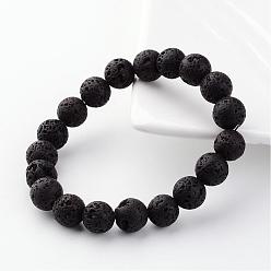 Lave Bracelets extensibles en perles de lave naturelle, 55mm