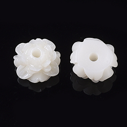 Cordón Viejo Perlas de resina opacos, flor de loto, encaje antiguo, 9.5x8.5~13.5 mm, agujero: 2 mm