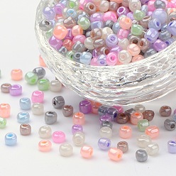 Mixed Color 8/0 Glass Seed Beads, Ceylon, Round, Round Hole, Mixed Color, 8/0, 3mm, Hole: 1mm, about 1111pcs/50g, 50g/bag, 18bags/2pounds
