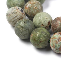 Green Opal Natural Green Opal Beads Strands, Round, Frosted, 12mm, Hole: 1mm, about 32pcs/strand, 15.10 inch(38.35cm)