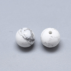 Howlite Natural Howlite Beads, Half Drilled, Round, 8mm, Half Hole: 1.2mm