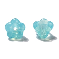 Turquoise Transparent Czech Glass Beads, Flower, Turquoise, 6.5x5mm, Hole: 0.8mm, about 357~363pcs/bag