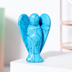 Turquoise Synthétique Décorations d'affichage de figurine d'ange turquoise synthétique, 50x35mm