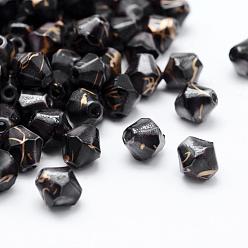 Noir Perles acryliques , peint à la bombe, Toupie, noir, 7.5x7.5mm, trou: 1.5 mm, environ 3100 pcs / 500 g