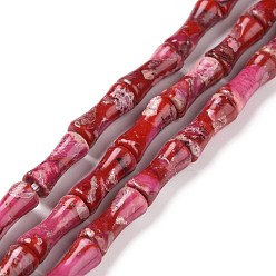 Малиновый Натуральные имперские нитки из бисера яшмы, окрашенные, бамбуковую палку, малиновый, 12x5 мм, отверстие : 0.5 мм, около 34 шт / нитка, 15.94'' (40.5 см)
