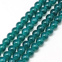 Dark Cyan Baking Painted Glass Beads Strands, Imitation Opalite, Round, Dark Cyan, 8mm, Hole: 1.3~1.6mm, about 100pcs/strand, 31.4 inch