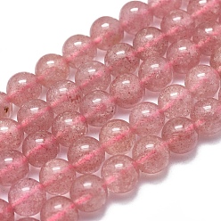 Strawberry Quartz Natura Strawberry Quartz Beads Strands, Round, 8mm, Hole: 1mm, about 49pcs/Strand, 15.75 inch(40cm)