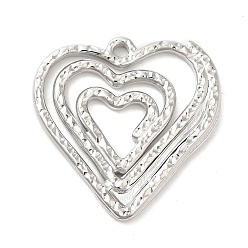 Stainless Steel Color 304 Stainless Steel Pendants, Heart Charm, Stainless Steel Color, 26x26x2mm, Hole: 1.5mm