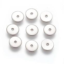 Color de Acero Inoxidable 304 de acero inoxidable perlas espaciadoras, disco, color acero inoxidable, 6x0.7 mm, agujero: 1.1 mm