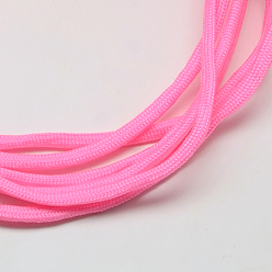 Rose Chaud 7 âmes intérieures cordes en polyester et spandex, couleur unie, pour la fabrication de bracelets en corde, rose chaud, 4~5mm, environ 109.36 yards (100m)/paquet, 420~500g / bundle