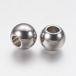 Stainless Steel Color 201 Stainless Steel Beads, Large Hole Beads, Rondelle, Stainless Steel Color, 14x11mm, Hole: 6mm