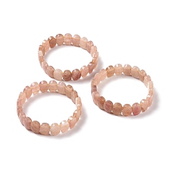 Quartz Fraise Bracelet extensible perlé ovale en quartz fraise naturel, bijoux en pierres précieuses pour femmes, diamètre intérieur: 2-1/8 pouce (5.4~5.5 cm)