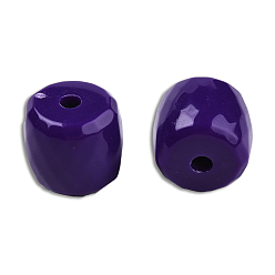 Indigo Opaque Acrylic Beads, Faceted, Barrel, Indigo, 13x13mm, Hole: 2.7~2.8mm, about 290pcs/500g