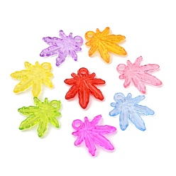 Mixed Color Transparent Acrylic Pendants, Leaf, Mixed Color, 23.2mm long, 20mm wide, 3mm thick, hole: 2.5mm, about 995pcs/500g