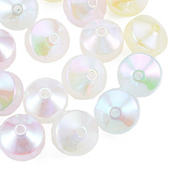 Couleur Mélangete Perles acryliques placage irisé arc-en-ciel, perles de paillettes, Toupie, couleur mixte, 14x11mm, Trou: 2mm