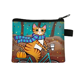 Colorido Lindo gato carteras con cremallera de poliéster, monederos rectangulares, monedero para mujeres y niñas, colorido, 11x13.5 cm