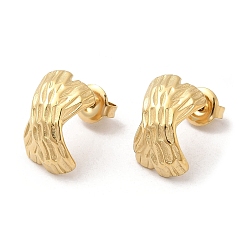 Real 14K Gold Plated Ion Plating(IP) 304 Stainless Steel Stud Earrings, Criss Cross, Real 14K Gold Plated, 15.5x10mm