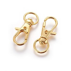 Golden Alloy Swivel Lobster Claw Clasps, Swivel Snap Hook, Jewellery Making Supplies, Golden, 30.5x11x6mm, Hole: 5x9mm