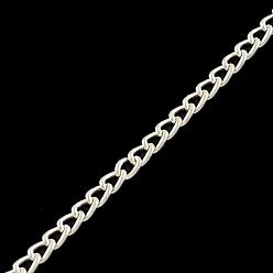 Серебро Сваренным железные цепи обочины, с катушкой, серебряный цвет гальваническим, 3.2x2.2x0.6 мм, около 328.08 футов (100 м) / рулон