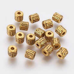 Antique Golden Tibetan Style Alloy Beads, Column, Antique Golden, Cadmium Free & Nickel Free & Lead Free, 4.5x4.5mm, Hole: 1.5mm
