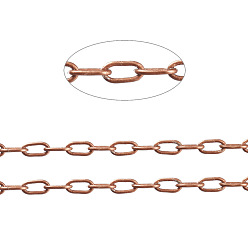 Red Copper Brass Cable Chains, Unwelded, with Spool, Oval, Cadmium Free & Nickel Free & Lead Free, Red Copper, 5x2x1mm, about 301.83 Feet(92m)/roll