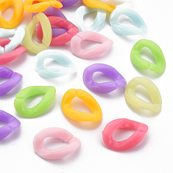 Mixed Color Opaque Acrylic Linking Rings, Quick Link Connectors, For Curb Chains Making, Twist, Mixed Color, 18.5x13.5x4mm, Inner Diameter: 5x10mm, about 1300pcs/500g