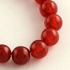 Dark Red Dyed Natural Jade Round Bead Strands, Dark Red, 8mm, Hole: 1mm, about 48pcs/strand, 14.9 inch