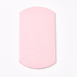 Rose Nacré Coffrets cadeaux de mariage en papier kraft, coussin, perle rose, 6.5x9x2.5 cm