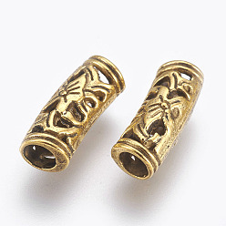 Antique Golden Tibetan Style Alloy Tube Beads, Antique Golden, 19x6mm, Hole: 4mm