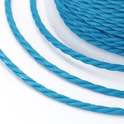 Cyan Cordón redondo de poliéster encerado, cordón encerado de taiwán, cuerda retorcida, cian, 1 mm, aproximadamente 12.02 yardas (11 m) / rollo