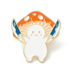 Colorful Mushroom with Knife Enamel Pin, Cartoon Alloy Brooch for Backpack Clothes, Light Gold, Colorful, 28x27x2mm, Pin: 1mm