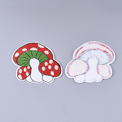 Colorful Computerized Embroidery Cloth Iron on/Sew on Patches, Appliques, Costume Accessories, Mushroom, Colorful, 66x77x1.5mm
