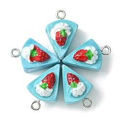 Pale Turquoise Opaque Resin Imitation Food Pendants, Cake Charm, with Platinum Plated Iron Loops, Pale Turquoise, 19.5x13.5x13mm, Hole: 2mm