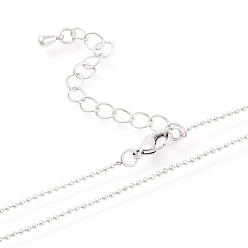 Platinum Brass Ball Chain Necklaces Making, with Lobster Claw Clasps, Long-Lasting Plated, Platinum, 15.75 inch(40cm)