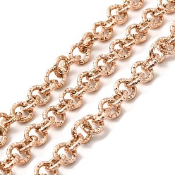 Rose Gold Ion Plating(IP) 304 Stainless Steel Textured Cable Chains, with Spool, Unwelded, Rose Gold, 7~8x1.2~1.5mm, about 16.40 Feet(5m)/Roll