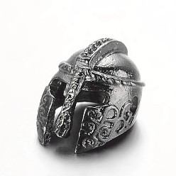 Gunmetal Tibetan Style Alloy Beads, Gladiator Helmet Charms, Gunmetal, 15x10x9mm, Hole: 2mm